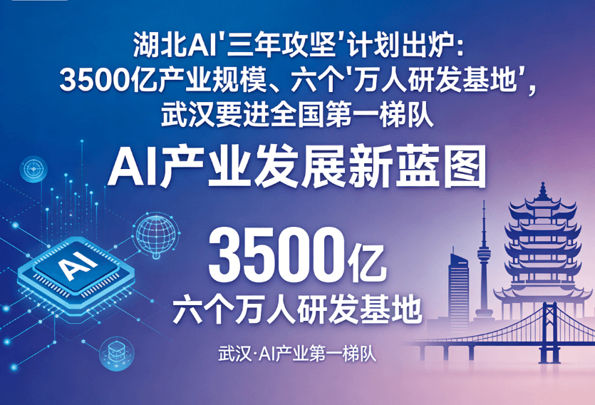 湖北AI”三年攻坚”计划出炉：3500亿产业规模、六个”万人研发基地”，武汉要进全国第一梯队