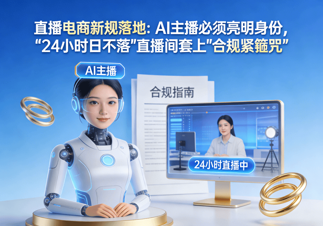 直播电商新规落地：AI主播必须亮明身份，”24小时日不落”直播间套上”合规紧箍咒”