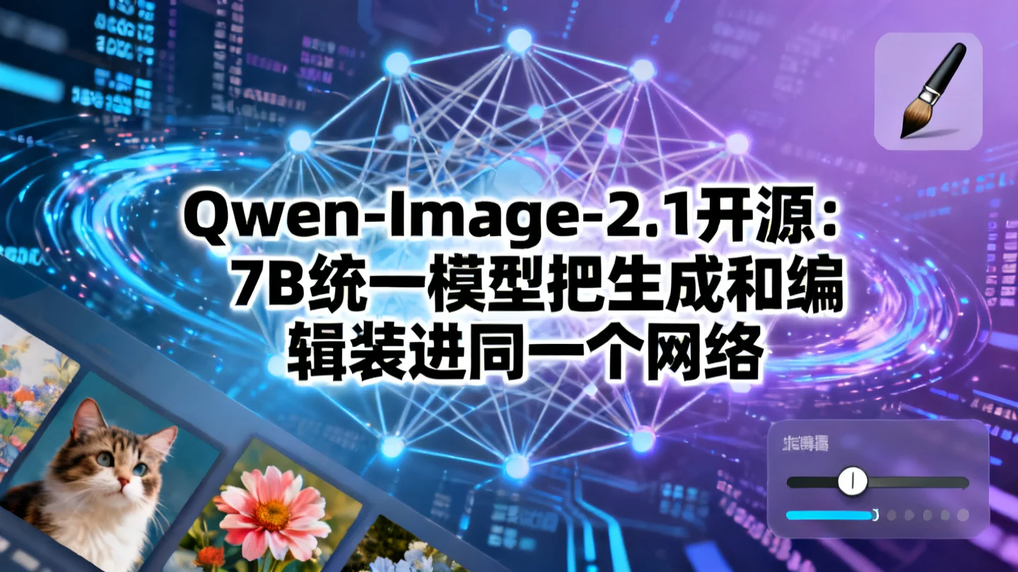 Qwen-Image-2.1开源:7B统一模型把生成和编辑装进同一个网络
